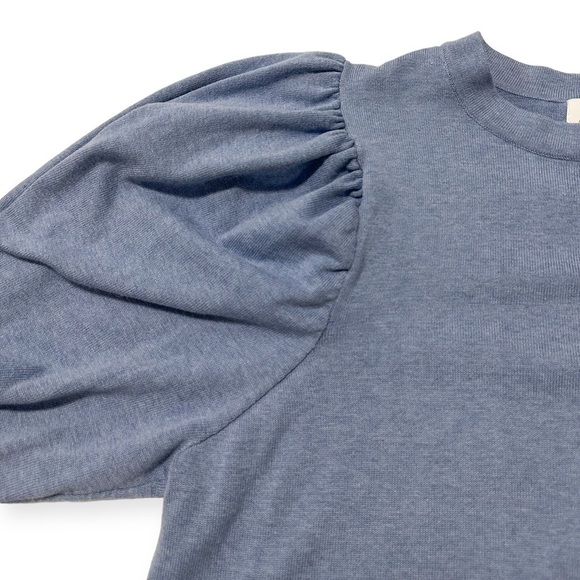 MISA Los Angeles Kali Puff-Shoulder Sweater, Cotton/Cashmere, Blue, Size M - Picture 9 of 13